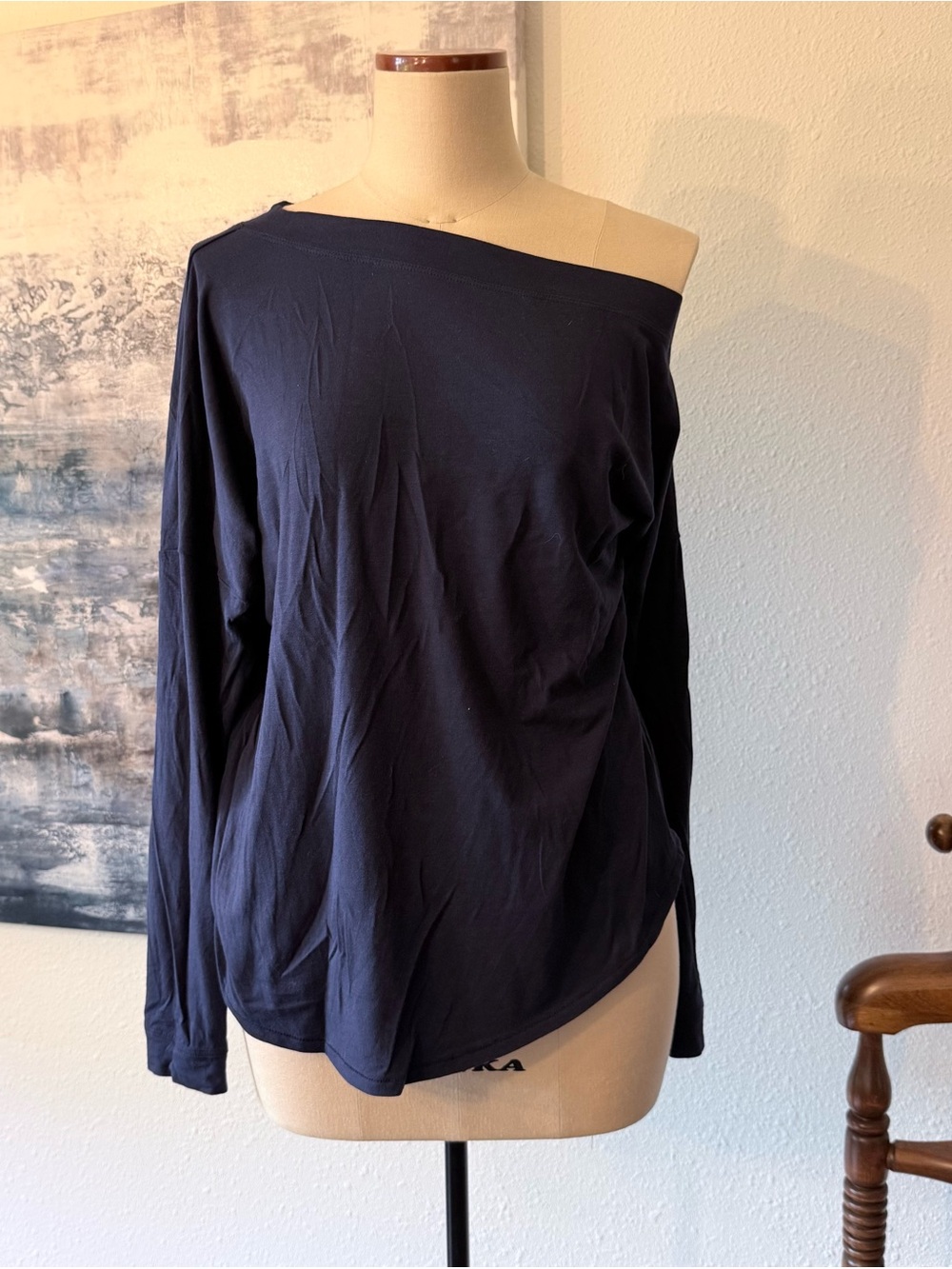 Universal Standard Dolci Off-Shoulder Long Sleeve Top Navy 2XS Lounge
